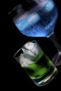 Blue Curacao and absinthe in a glass Royalty Free Stock Photo