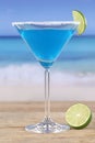 Blue Curacao cocktail on the beach Royalty Free Stock Photo