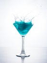 Blue curacao cocktail with splash Royalty Free Stock Photo