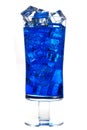 blue curacao drink with ice cubes Royalty Free Stock Photo