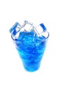 blue curacao drink with ice cubes Royalty Free Stock Photo
