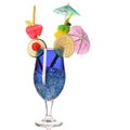 Blue curacao fresh Coctail isolated on white Royalty Free Stock Photo