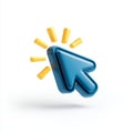 Blue cursor click icon pointer symbol digital button glossy arrow white background minimal style 3d icon user interface web Royalty Free Stock Photo