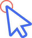 Blue cursor icon actively clicking on a red circle, symbolizing digital interaction and user engagement. Ideal for