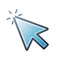 Blue cursor icon with a 3D effect, featuring a gradient from light to dark blue. The Royalty Free Stock Photo