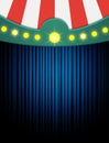 Blue curtain background with vintage circus tent. Design for presentation, concert, show Royalty Free Stock Photo
