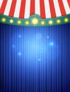 Blue curtain background with vintage circus tent. Design for presentation, concert, show Royalty Free Stock Photo