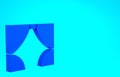 Blue Curtain icon isolated on blue background. For theater or opera scene backdrop, concert grand opening or cinema Royalty Free Stock Photo