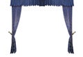 Blue curtain isolated on white background