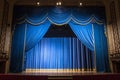 Blue theatre curtain background for design Royalty Free Stock Photo