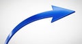 Blue curved arrow pointing upwards isolated on white background Royalty Free Stock Photo