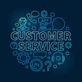 Blue customer service round illustration - vector customer support and care concept circular linear symbol