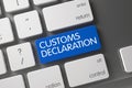 Blue Customs Declaration Key on Keyboard. 3D.