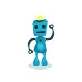 Blue cute and friendly robot, artificial intelligence cartoon vector Illustration Royalty Free Stock Photo