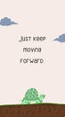 Blue Cute Illustration Turtle Daily Motivation Quote Phone Wallpaper