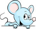 Blue cute mouse cartoon peeking