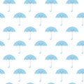 Blue cute umbrellas seamless background pattern vector illustration. Kawaii style