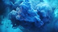 Blue-Cyan Color Liquid Ink Dense Smoky Abstract Misty Background AI Generative