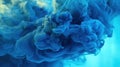 Blue-Cyan Color Liquid Ink Dense Smoky Abstract Misty Background AI Generative Image