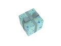 Blue Cyan Gift Box or Present Package laterally above