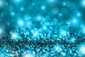 Blue Cyan Glitter Bokeh Stars Background