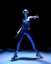 Blue Cyber Outfit Sci-fi Girl