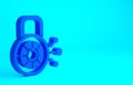 Blue Cyber security icon isolated on blue background. Closed padlock on digital circuit board. Safety concept. Digital Royalty Free Stock Photo