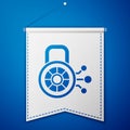 Blue Cyber security icon isolated on blue background. Closed padlock on digital circuit board. Safety concept. Digital Royalty Free Stock Photo