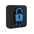 Blue Cyber security icon isolated on transparent background. Closed padlock on digital circuit board. Safety concept Royalty Free Stock Photo