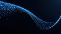 Blue Cyberwave Particles Create a Dynamic Curve in a Clean Minimal Space With a Focus on Movement and Light Royalty Free Stock Photo
