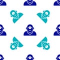 Blue Cyclops icon isolated seamless pattern on white background. Vector