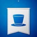 Blue Cylinder hat icon isolated on blue background. White pennant template. Vector Royalty Free Stock Photo