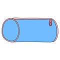 Blue cylinder pencil case, back to school concept, doodle style vector Royalty Free Stock Photo