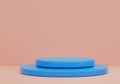 Blue cylinder podium, pedestal, platform for products