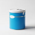 Blue cylindrical container with a white lid and a blank oval label on a white background Royalty Free Stock Photo