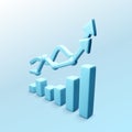 Blue 3D arrows with chart. Arrow move up. Business infographics and success Royalty Free Stock Photo