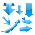 Blue 3d arrows. Shiny icons Royalty Free Stock Photo