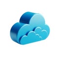 Blue 3D cloud icon isolated on white or transparent background. Minimalistic design element for technology, data storage Royalty Free Stock Photo