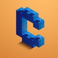 3d isometric letter A of the alphabet. 3d isometric plastic letter from the constructor blocks Royalty Free Stock Photo