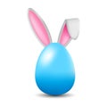 blue 3D Easter egg with bunny ears Royalty Free Stock Photo