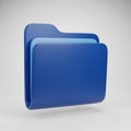 Blue 3D Folder Icon with Layered Documents on White Background file data Royalty Free Stock Photo