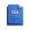 Blue 3D Icon Representing an SQL File with Text Lines on White Background database data Royalty Free Stock Photo