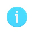 Blue 3d information icon vector illustration. Simple badge for answer ask communicate help desk