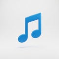 Blue 3D Musical Eighth Note Icon on White Background sound audio Royalty Free Stock Photo