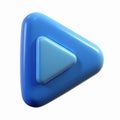 Blue 3D Play Button Icon with Gradient Design Isolated on Transparent Background for Media