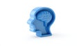 Blue Head Profile with Brain: 3D Render of Human Mind Concept Royalty Free Stock Photo
