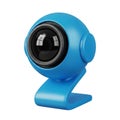 Blue 3D Rendered Webcam with Swivel Stand on White Background camera video Royalty Free Stock Photo