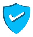 3D Blue Shield with Check mark Icon Royalty Free Stock Photo