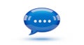 Blue 3D speech bubble resembling a comic-style dialogue balloon, featuring four Royalty Free Stock Photo