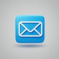 Blue 3D square icon with a white envelope symbol, representing email. The icon has Royalty Free Stock Photo